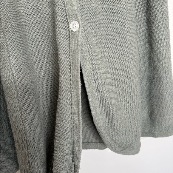 Isabella Bird Linen Silk Knit Button Front Midi Skirt Olive Green Size L Coastal - Picture 4 of 12